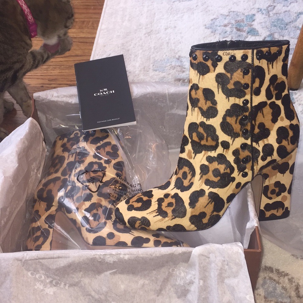 🚫SOLD🚫Coach leopard studded booties - Picture 6 of 7